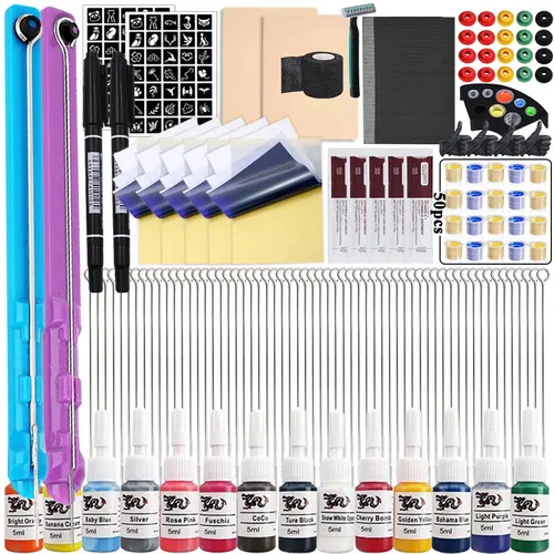 Kit de paletas y palos de mano para tatuaje DIY, herramienta de puntuación de aguja de tatuaje para artes corporales, juego de práctica para principiantes, herramientas de soporte de aguja