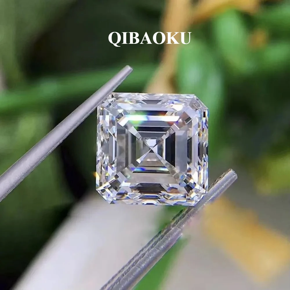 QIBAOKU Asscher Shape Lab Grown Diamonds With IGI Certificate 1ct 1.5ct 2ct 3ct 5ct HPHT CVD Lab Created Diamond Wholesale 2026