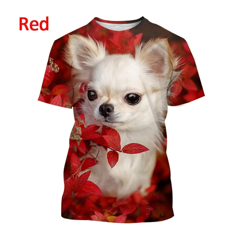 Cute Animals 3d Mens Graphic Tshirts Women Funny Chihuahua Dog Pattern T Shirt Kid Street Breathable O Neck Short Sleeve T-shirt