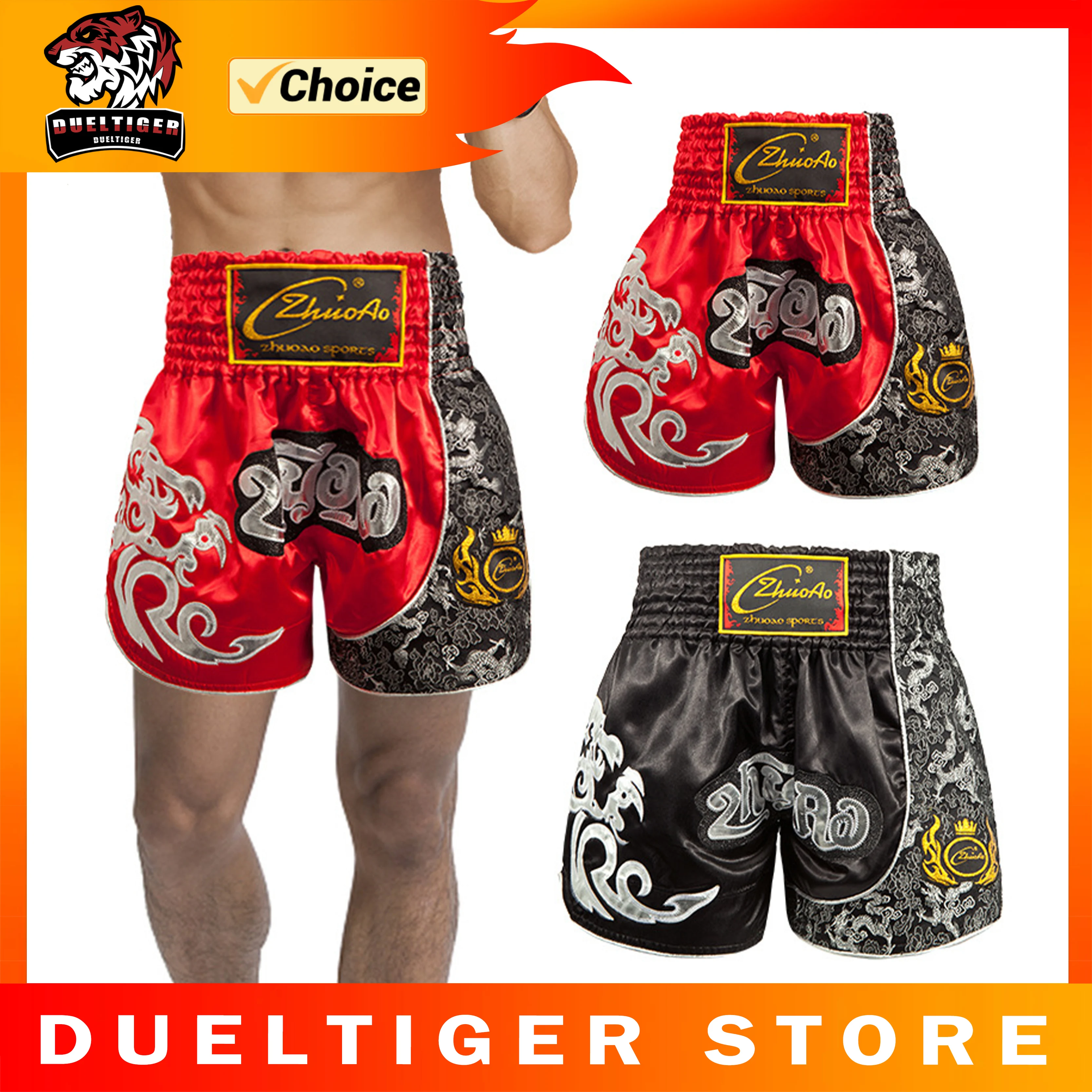 Muay Thai Shorts Top Quality Fight Kickboxing MMA Fighting shorts Unisex Embroidery Sanda Martial Arts Boxing Training Equipment