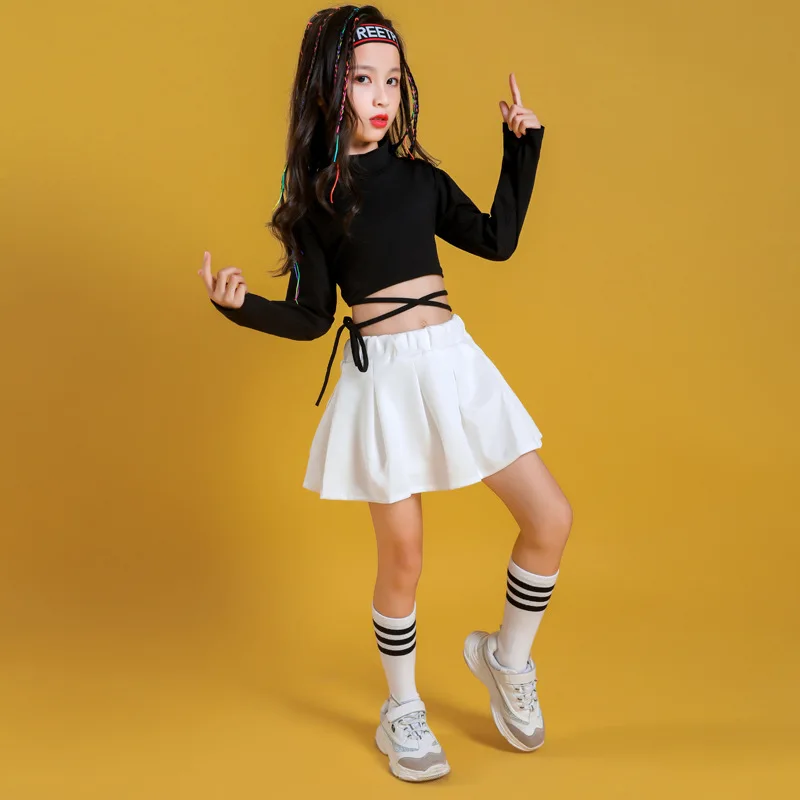 Fashion Cotton Shirt Children Ballroom Hip Hop Skirt Costumes Jazz Street DanceWear Dancewear for Girls Outfits Dancing Clothes