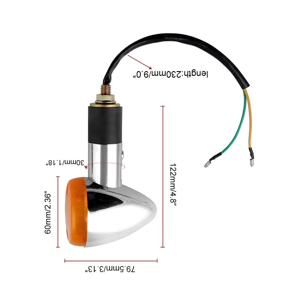 

2Pcs Universal 12V Retro Indicator Lights Motorcycle Turn Signals Metal Blinkers