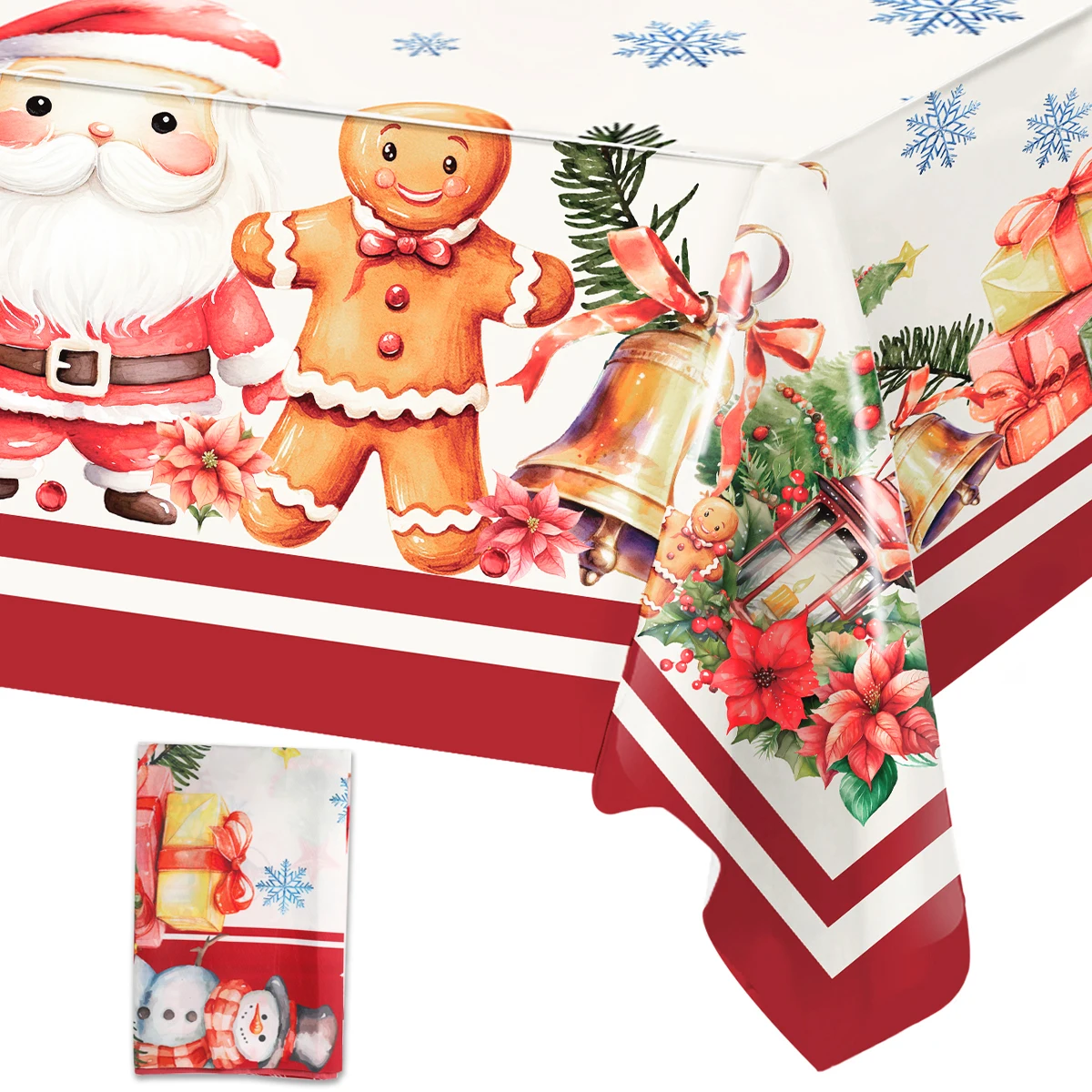 Christmas Tablecloth Merry Chirstmas Snowman Decoration For Home Winter Christmas Snowflake Table Cloth 2024 New Year 2025 Decor