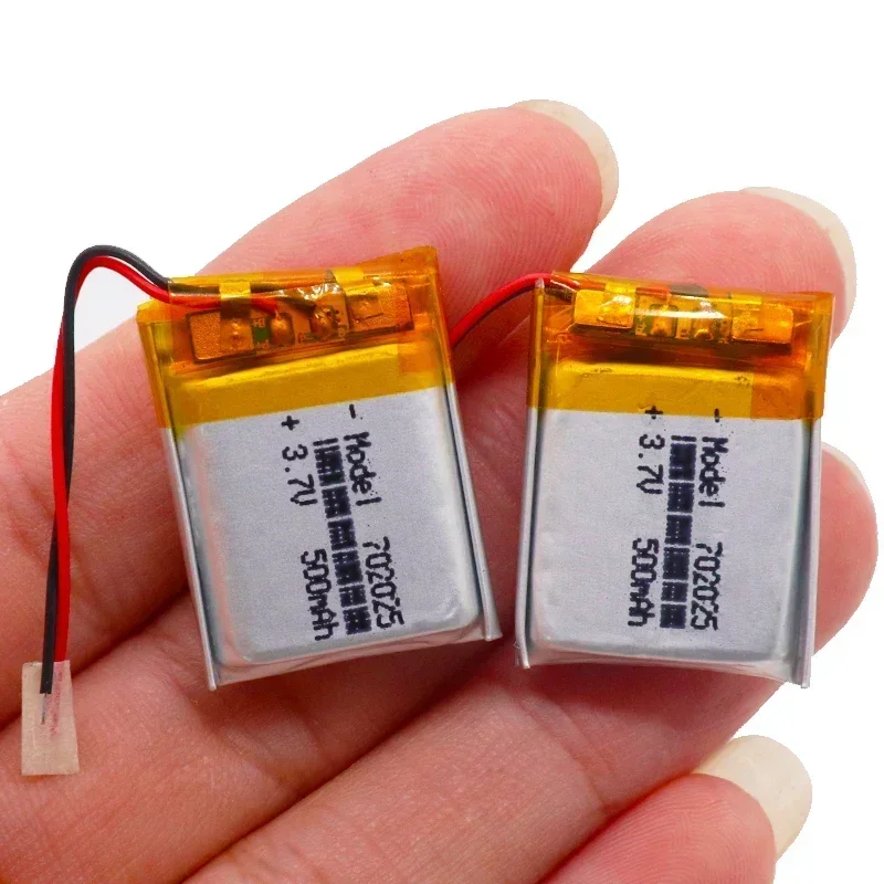 3.7V 500mAh 702025 Li-polymer Rechargeable Battery For Mp3 Bluetooth Headset Speaker Video Recorder Wireless Mouse Li-ion Cells