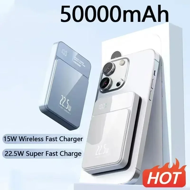 50000 mAh Power Bank Wireless Magnetic Power Bank Magsafe Super Fast Charging Suitable for iPhone Xiaomi Samsung Huawei