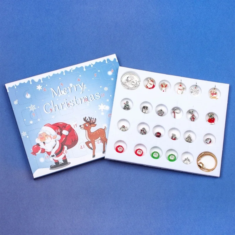 Amazon nieuwe collectie 24-raster Kerst Adventskalender envelop blinde doos DIY armband met wenskaart voor kindercadeau