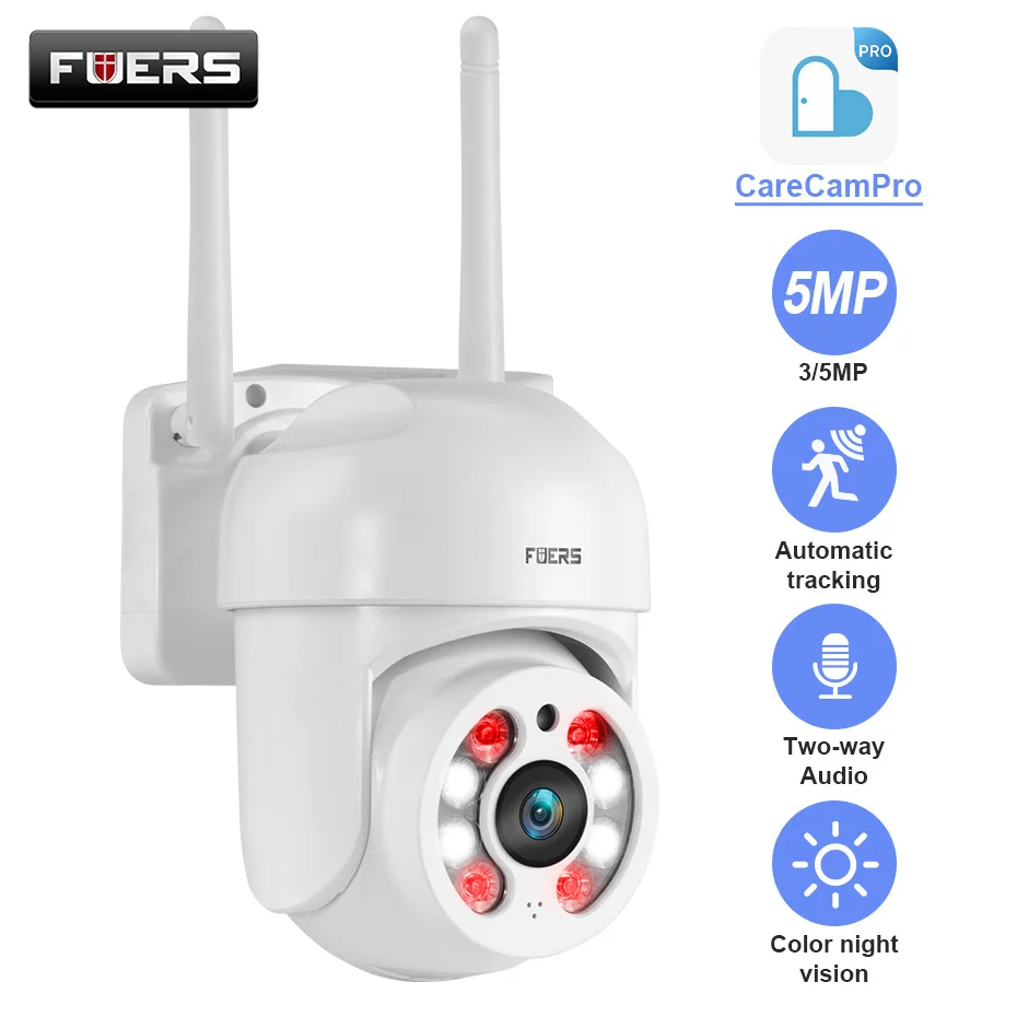 

Fuers 5MP 3MP WiFi IP Camera PTZ Control for Outdoor Two Way Audio Human Detection Auto Tracking CCTV Security Camera Waterproof