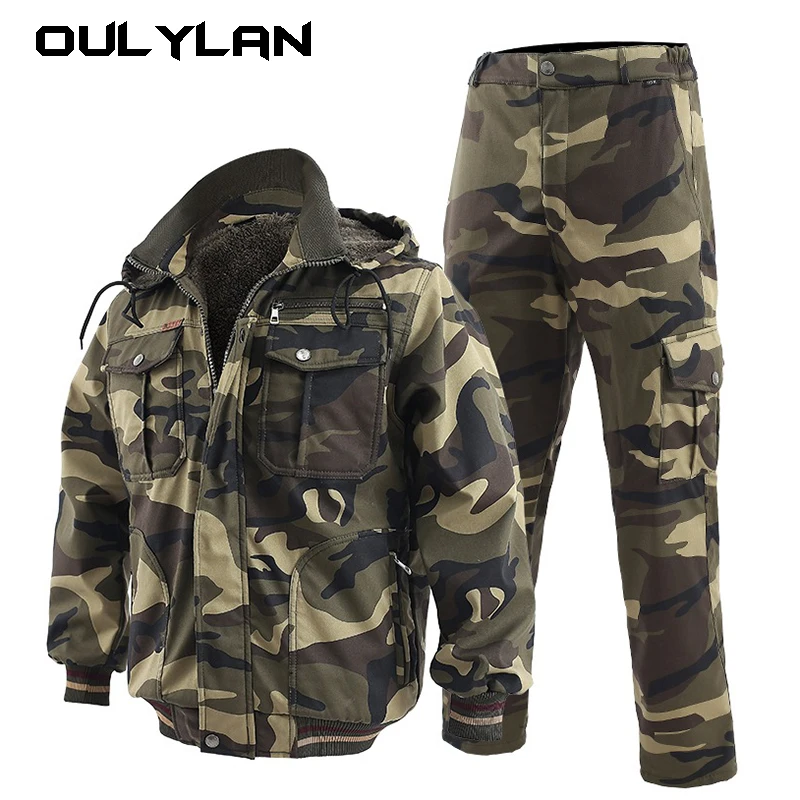 

Winter Cotton Fleece Thickened Work Clothes Suit Men's Cold Proof Warm Insulation Camouflage Labor Protection Tactical Suit