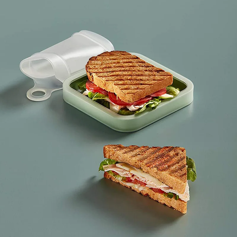 

Sandwich Holder Lunchbox Bakery Boxes Silicone Rubber Portable Lunch Box Loaf Bread Sandwich Containers Sealable Containers 1pc