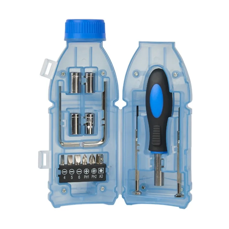 

Beverage Bottle Shaped Tool Set Multipurpose Home Repair Tool Kit Portable Screwdriver Bits Set for Daily Maintenance