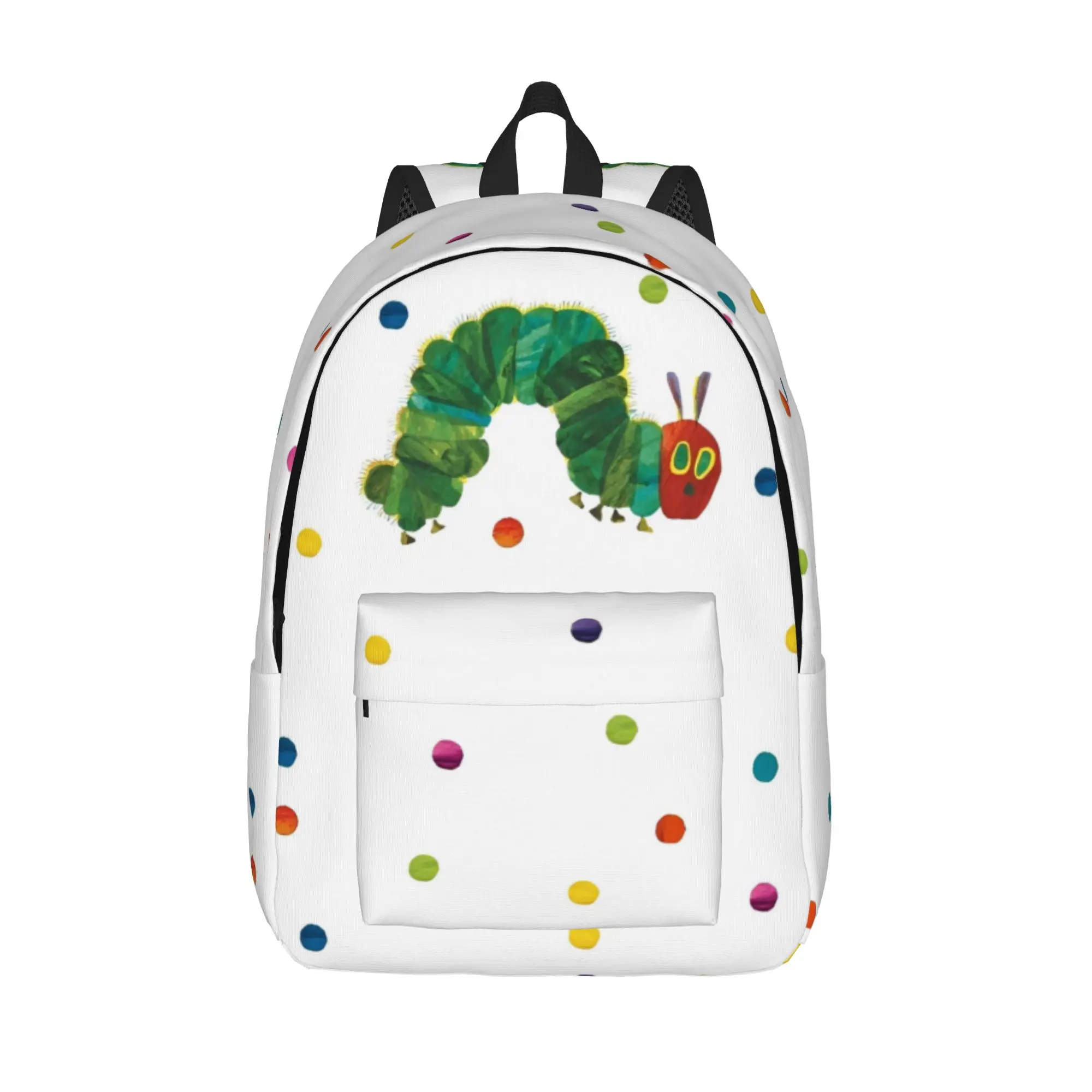 

Very Hungry Caterpillars Dots Fashion Backpack with Pocket Student Travel Cartoon Book Daypack Men Women Laptop Canvas Bags