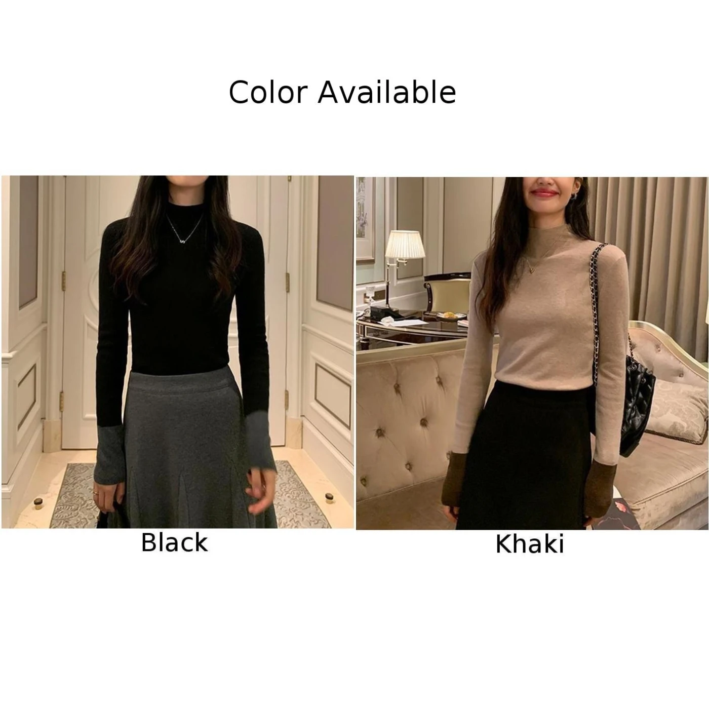 ท็อปส์ซูพื้นฐาน ท็อปส์ซูสีตัดกัน ลําลอง ท็อปส์ซูเข้ารูป เสื้อผ้าตัวยาวปกติ ดีไซน์ลวดลายสีทึบ สวมใส่ได้ทุกวัน