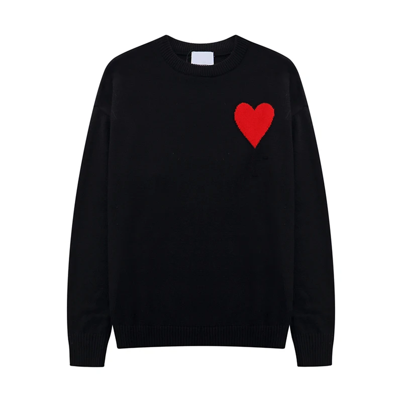 

New Women Fashion Elegant High Collar Long Sleeve Solid Color Heart Printing Couple Casual All-match Simple Streetwear Clothing