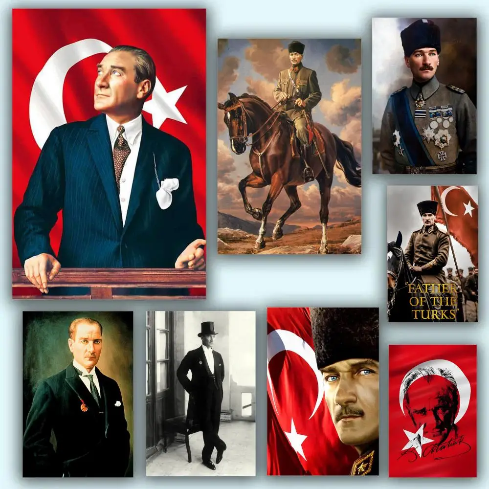 Türkei Mustafa Kemal Atatürk Poster HD Anime Hot Theme Sänger/OST/Film-Wasserdicht Selbstklebende Heimdekoration