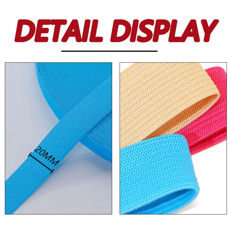 2/5meters 20mm Elastic Band Rubber Cord High Elasticity Knit Elastic Band for Sewing Waistband Protective Clothes Accessories