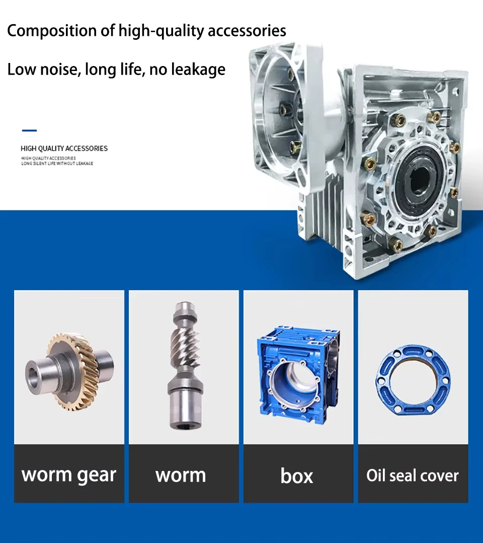 RV50 5: 1-100:1 Worm Gear Reducer Square Flange NMRV050 Reducer 90 Degree Gearbox Input Hole 19mm For 110mm Nema 42 Motor