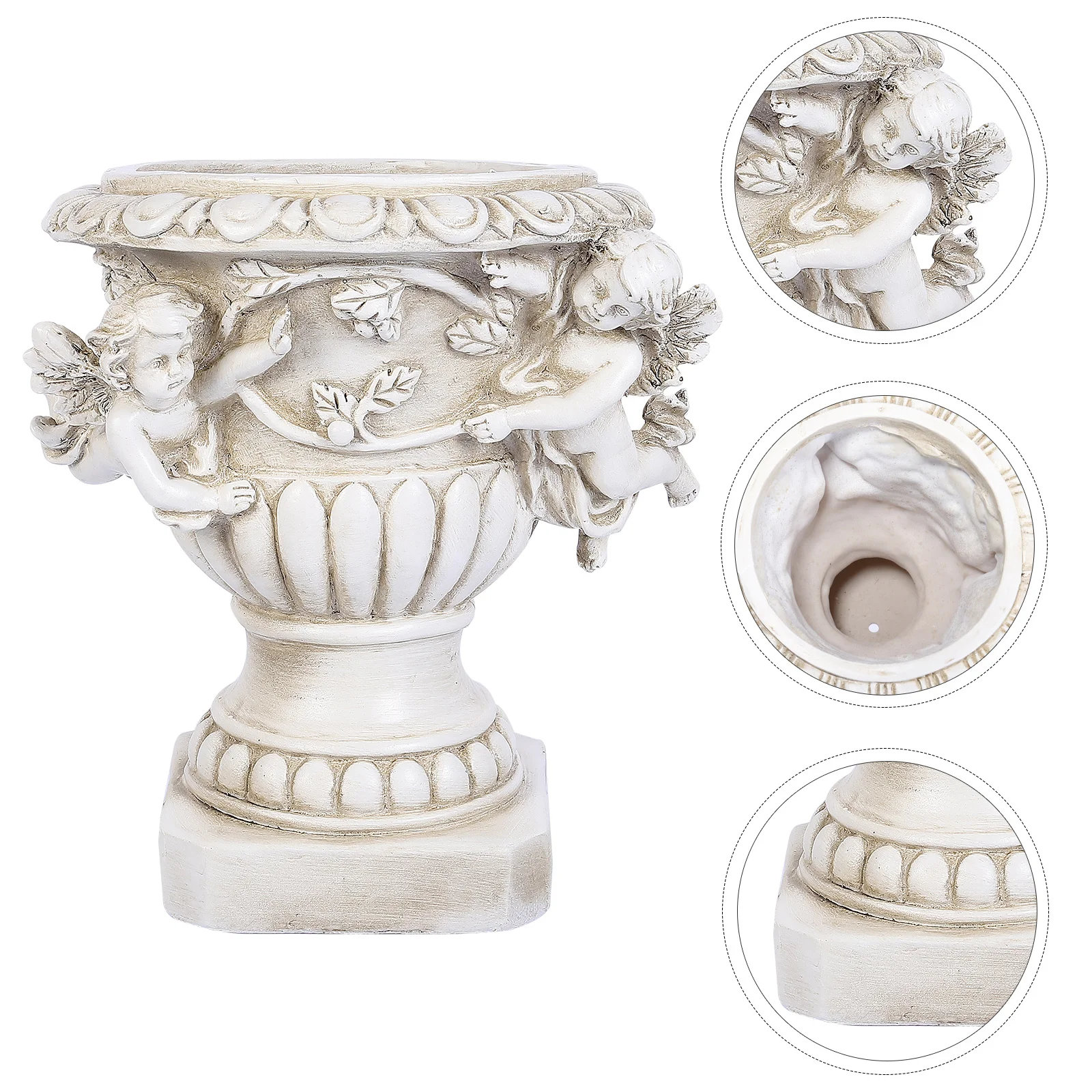 

1Pcs Outdoor Flowerpot Beige European Style Resin Decorative Plant Pot Garden Adornment Resin Crafts Flowerpot