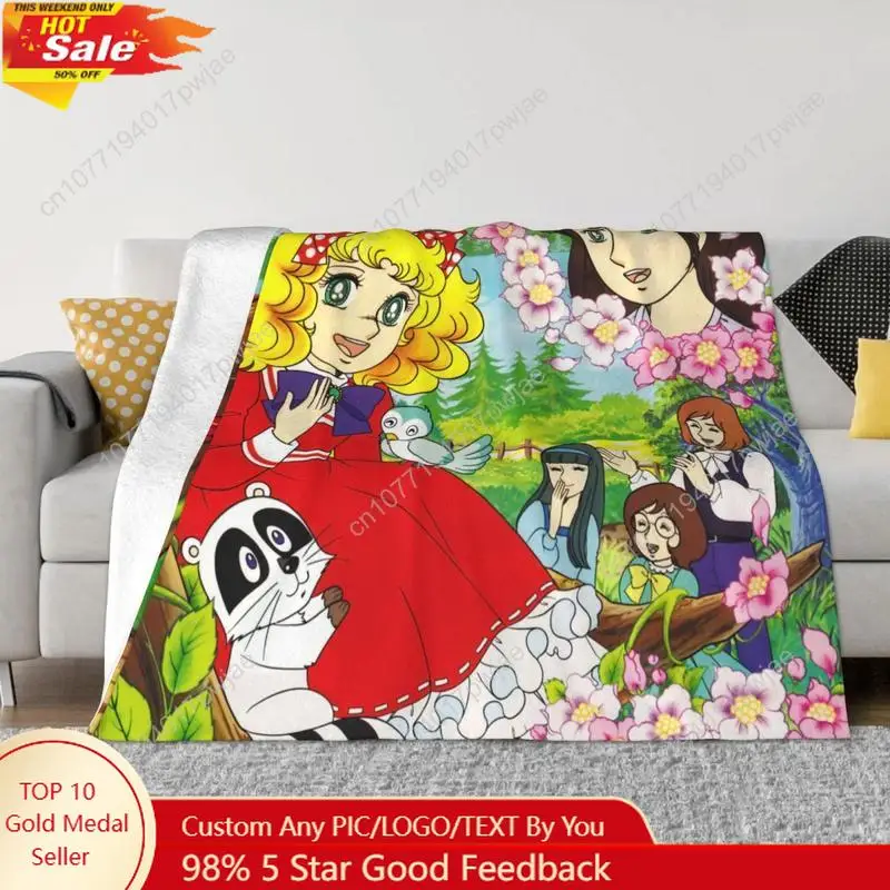

Cute Candy Candy Fleece Throw Blanket Anime Blankets for Bedding Bedroom Super Soft Bed Rug