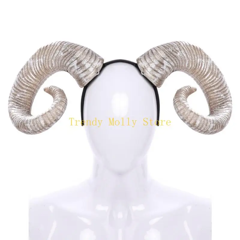 N5kb Ox Horn Hourn Beadbands Halloween Animal Horn Beadbands Hair Association for Girls and Womens Holiday Royd