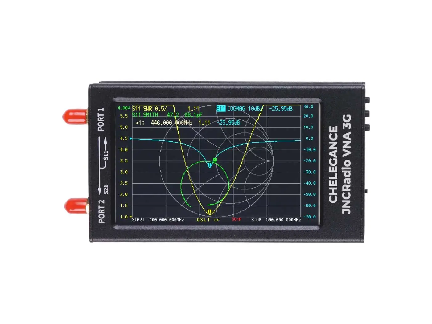 JNCRADIO-analizador de red vectorial VNA de 4,3 pulgadas, 3GHz, 50kHz-3GHz, onda corta HF VHF UHF, velocidad de barrido 400pts/s, carcasa de aleación de aluminio