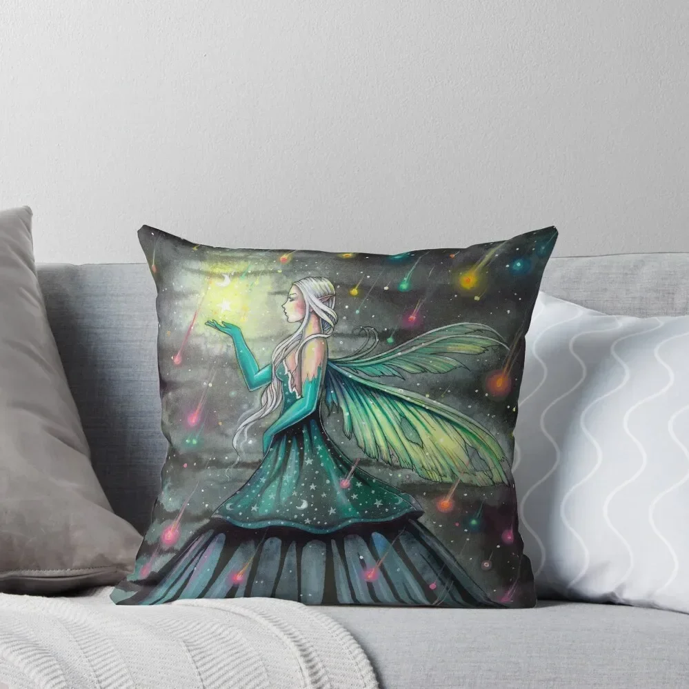 Star Showers Fairy Fantasy Artwork by Molly Harrison Throw Pillow bed pillows christmas ornaments 2025 pillow