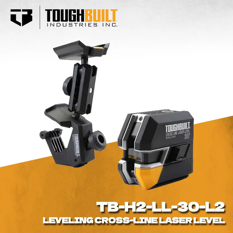 TOUGHBUILT TB-H2-LL-30-L2 30ft Green Beam Self-Leveling Cross-Line Laser Level High Precision Professional Tool for Construction