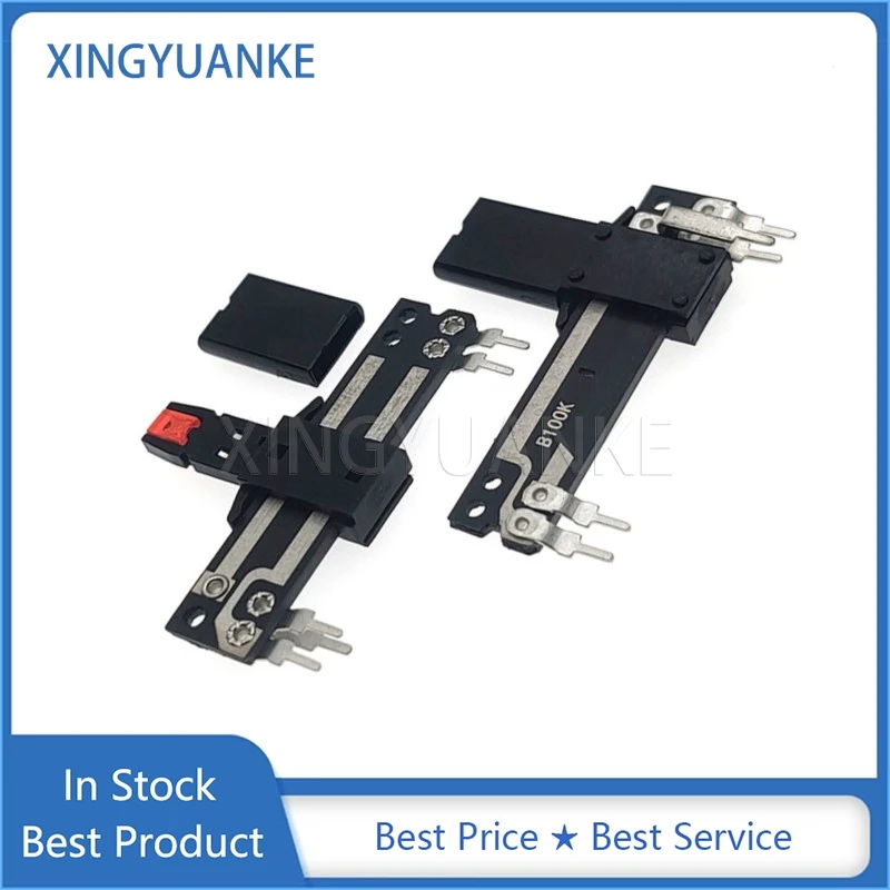 

10PCS Straight Sliding Potentiometer 40MM Mixer Slide Fader B100K Single Potentiometer 5-Pin With Lamp Handle 16MM