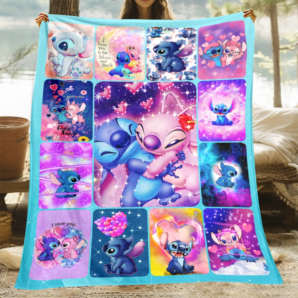 Stitch HD Printed Flannel Thin Blanket.Four Season Blanket.for Sofa,beds,living Rooms,travel Picnic Blanket Gifts