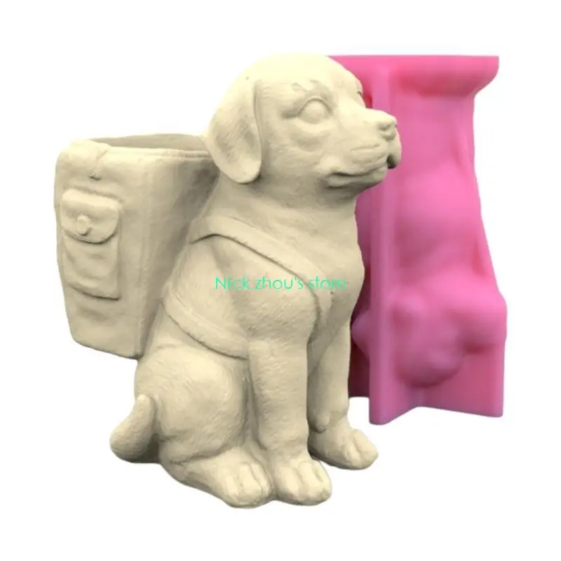 

E15E 3D Flower Pot Mold Easy to Use Silicone Mold Dog Shaped DIY Vase Mold for Crafts