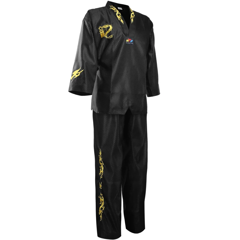 

High quality black Tae kwon do uniforms suits TKD taekwondo clothing sets unisex adult child embroidery taekwondo Karate clothes