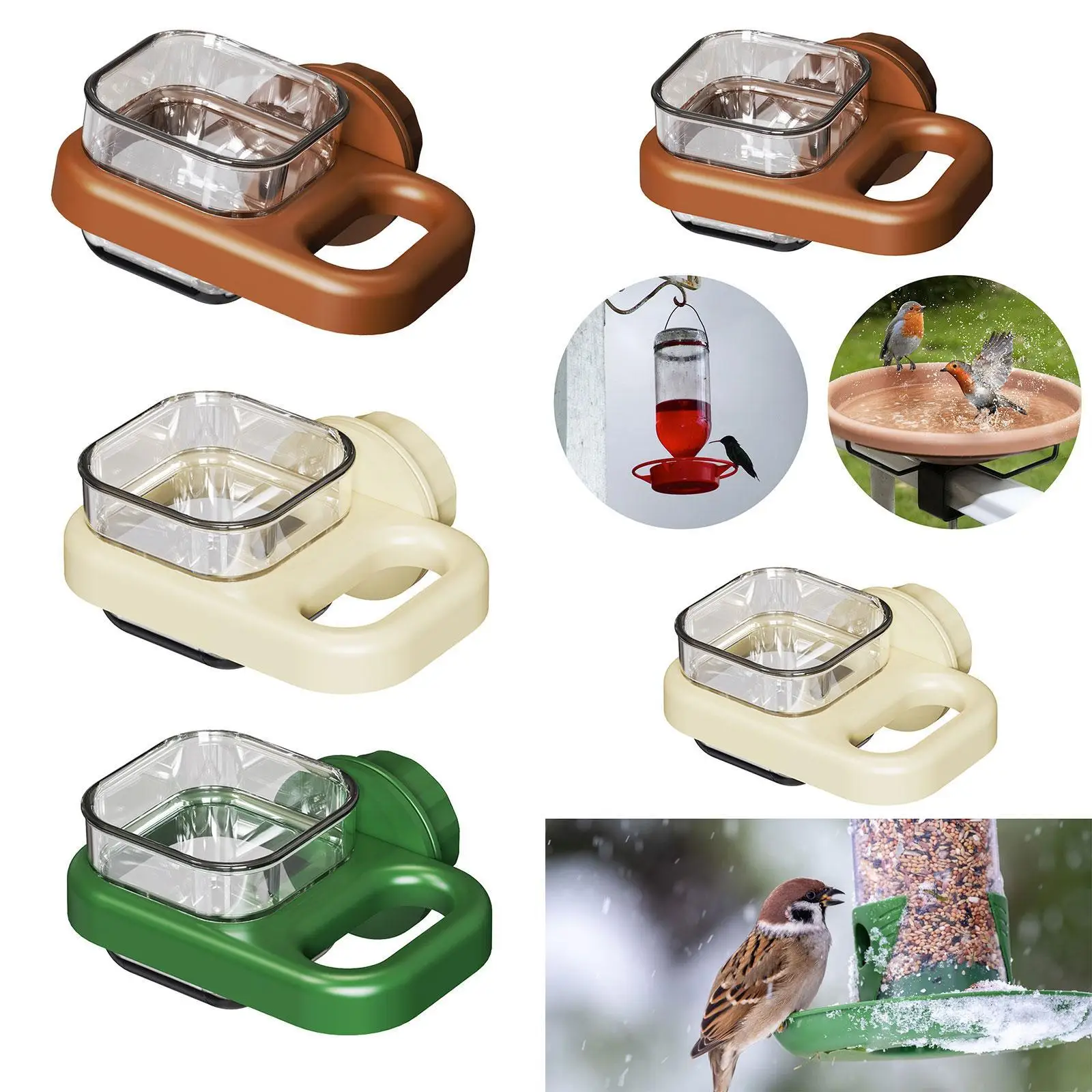 Plato de comida para periquitos, accesorios de jaula fáciles de limpiar, cuenco alimentador de taza de comida transparente cuadrado para loros, Patio exterior, jardín y Patio