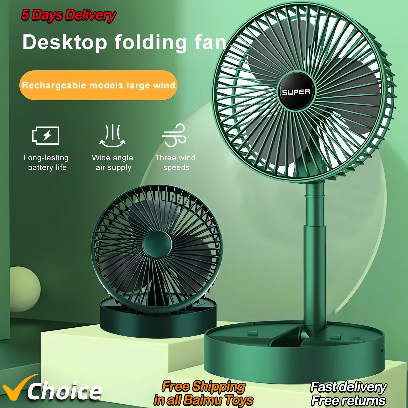 Petit ventilateur rétractable pliable USB, mini ventilateur électrique portable, charge domestique, faible bruit, veille élevée, étudiants, bureau