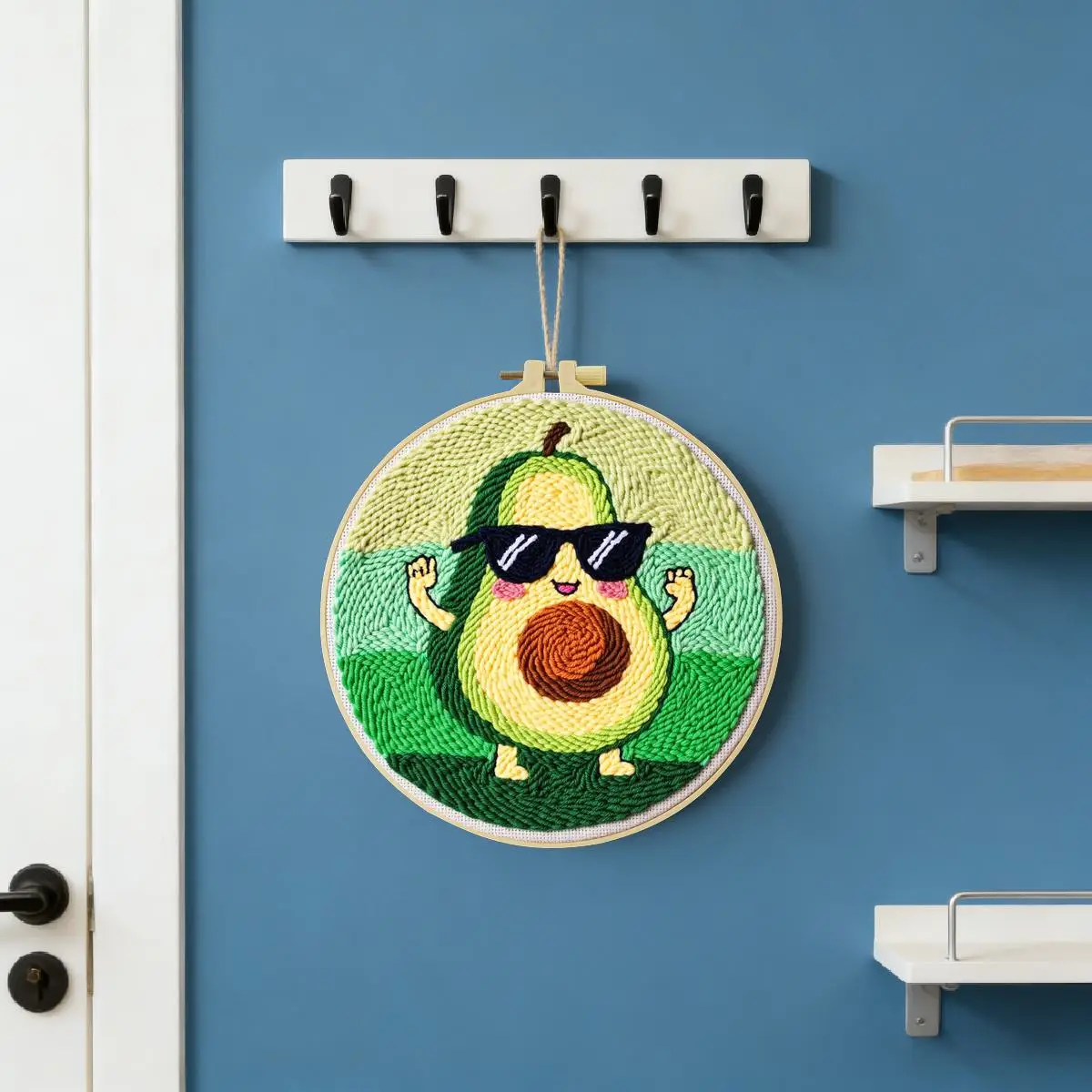 20X20CM/7,87 Zoll Pflanze - Avocado Punch-Nadel-Stickerei-Set, Stickerei-Kit, Gestrickte Stickerei, DIY Handgemachtes Geschenk – Detail 3
