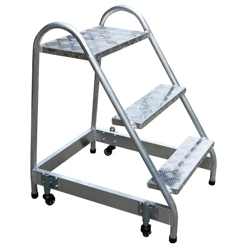 Self-locking Function Ladder With Side Rail Multi-purpose Warehouse Aluminum Step Ladder Assembly Platform Mobile Work Ladder