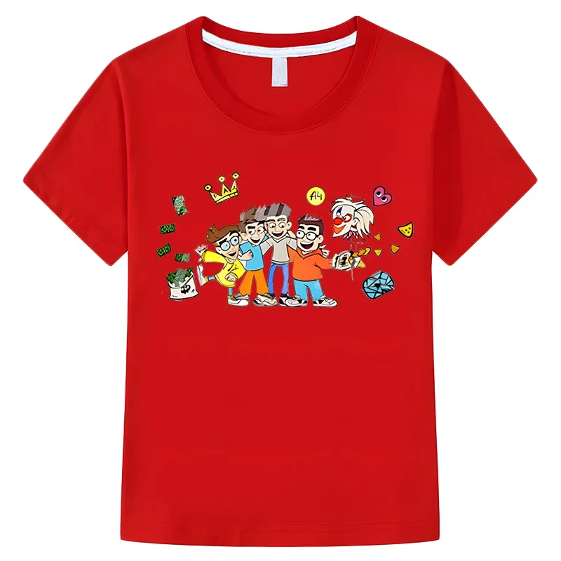 Merch A4 Children T-shirts Cotton Short sleeve Tops boys girls clothes y2k one piece Summer Anime Влад Бумага А4 T-shirt kids