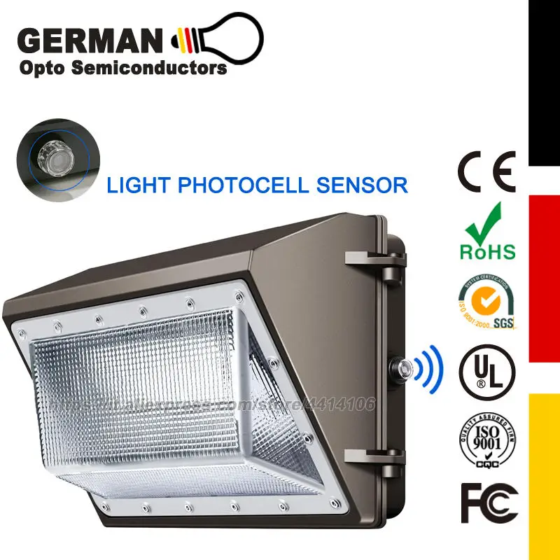 

LED Wall Pack Light 120W 6000K with Dusk-to-Dawn photocell 16200lm Commercial Security Lights LED Flood Light for Stadium, Yard