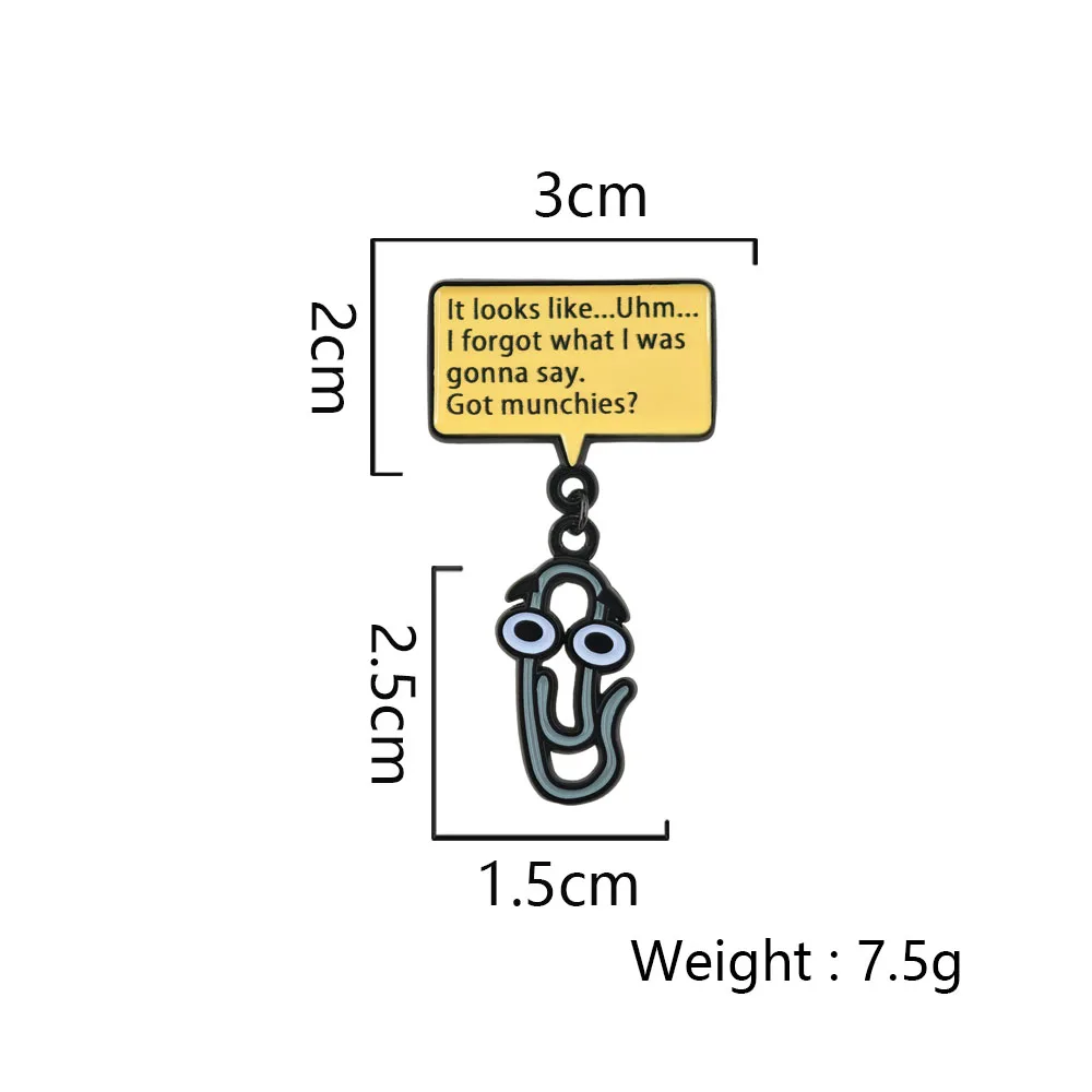 Lustiger Clippy Emaille-Pin Cartoon Büroklammer Metallbrosche Overthinking Meme Anstecknadel Niedliches Schmuckgeschenk für Freunde und Kollegen – Detail 13