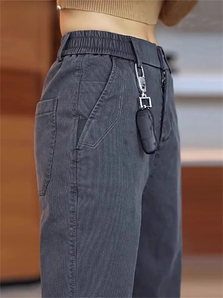 

High-End Men's Fleece-Lined Straight Leg Jeans Thick Winter Casual Pants Breathable Comfortable Anti-Wrinkle Business Casual