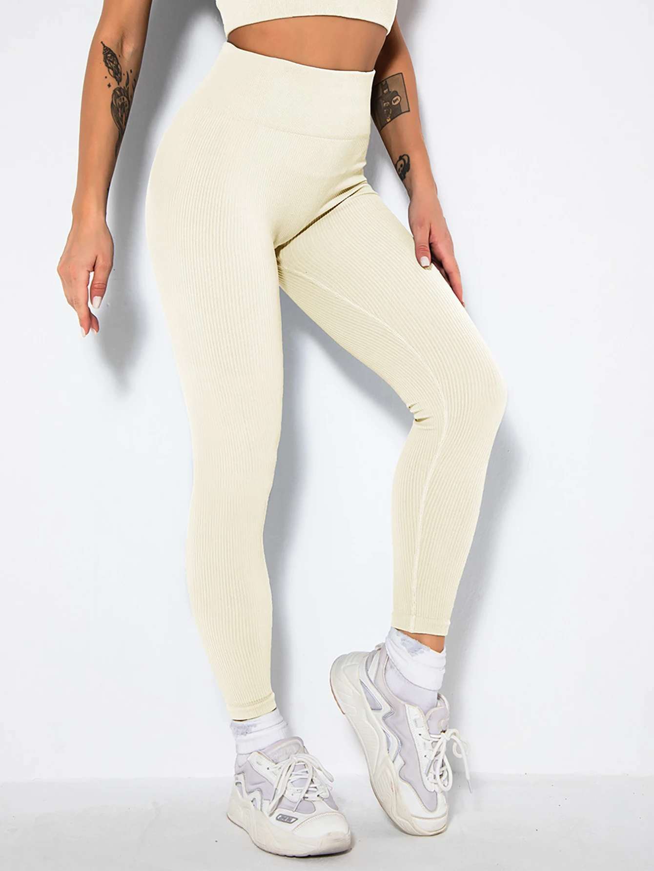 Leggings de yoga taille haute sans couture, pantalon de sport, fitness, doux, amincissant, bureau américain