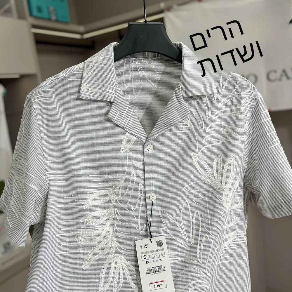Heavy Embroidery Cuban Collar Short Sleeve Casual Shirt Summer Men's Vintage Fashion Urban Style Breathable Lightweight Shirt