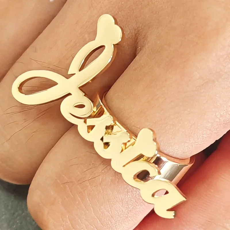 Custom Name Letter Single Hole Ring Fashion Personalized Stainless Steel 18K Ring Female Jewelry Birthday Party Gift Girlfriend