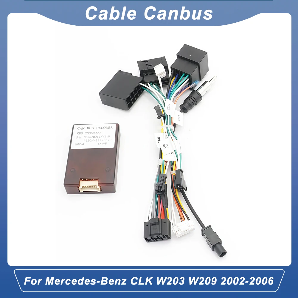 16 Pin 2 Din Car Android Radio GPS Audio Wiring Harness Adapter Canbus Box Decoder for Mercedes-Benz CLK W203 W209 2002-2006