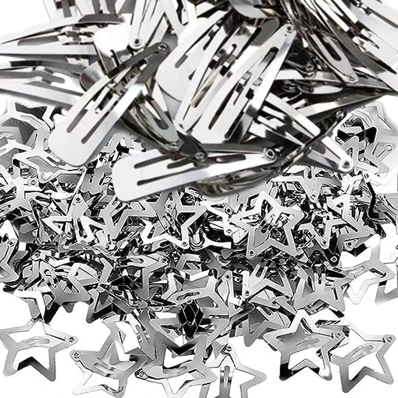 YK2Silver YK2 SilverJewelry Star Hair Clips Metal Droplet Hairpins Hair Barrettes Clip Girls Korean Hairpin Headwear Accessories