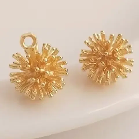 

14K Gold Color Wool Ball Pendant Copper Plated Real Gold Pinecone DIY Jewelry Pendant for Bracelet Making