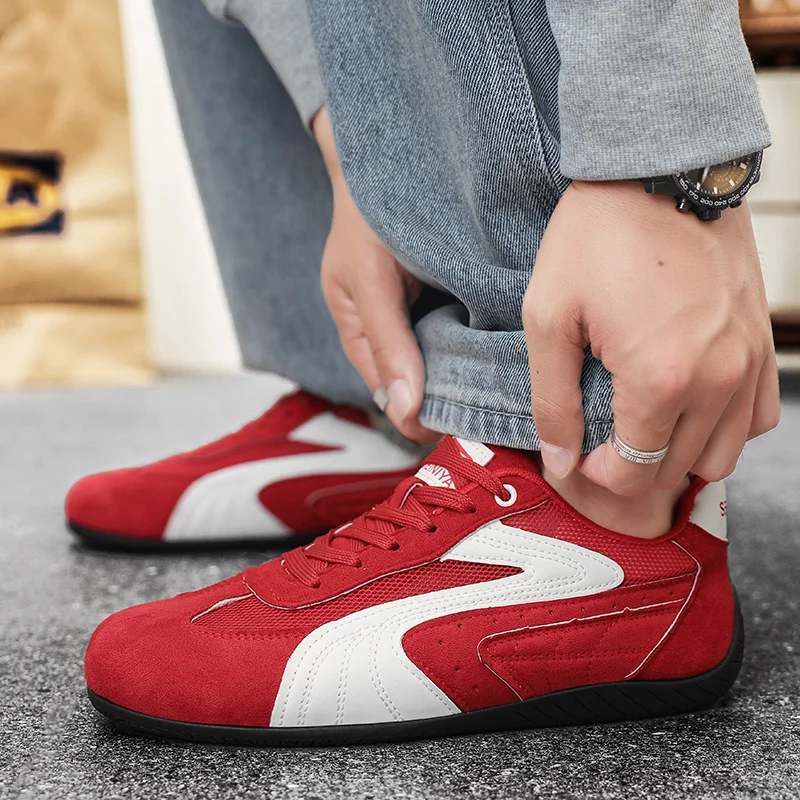 Red Couples Casual Sneakers Man Board Shoes Comfortable Low Cut Men's Flat Shoes Lightweight Breathable Training Shoes for Men