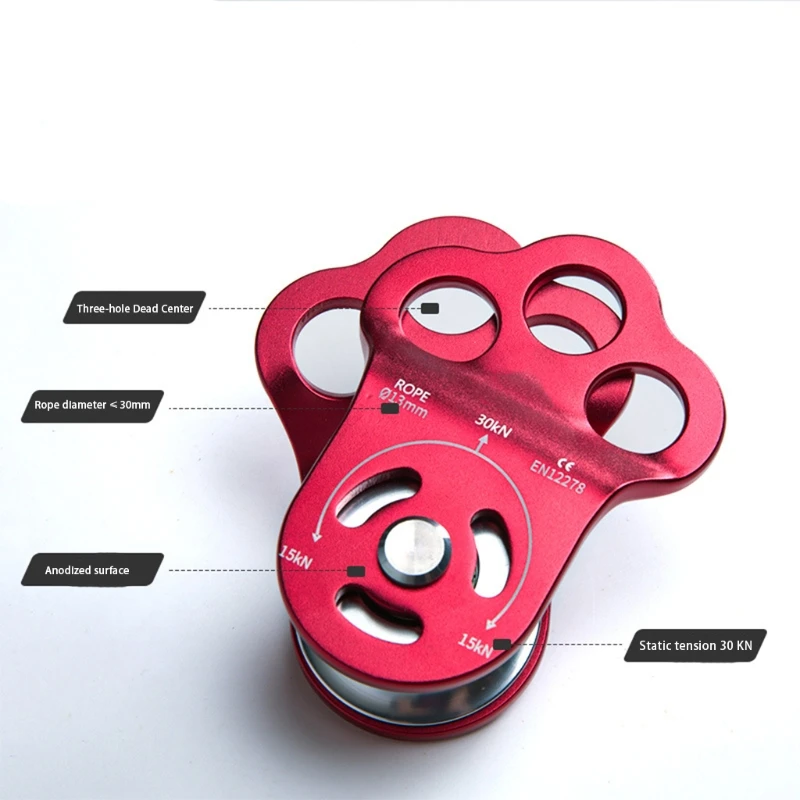 

Portable Three Hole Single Pulley Bearing Used for High-altitude Operation Escape Rescue Rapid Descent Good Flexibility 24BD