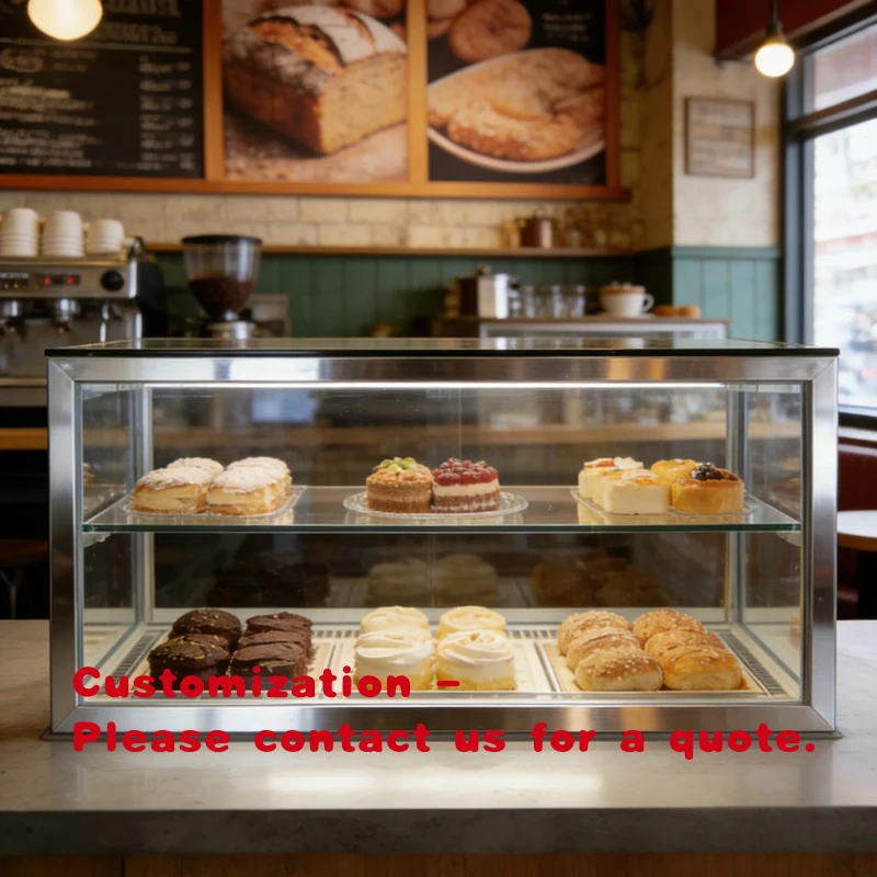custom.Multi-Purpose Tabletop Display Cabinet LED Screen Painted Glass Metal Construction Custom Sizes Coffee Shops B