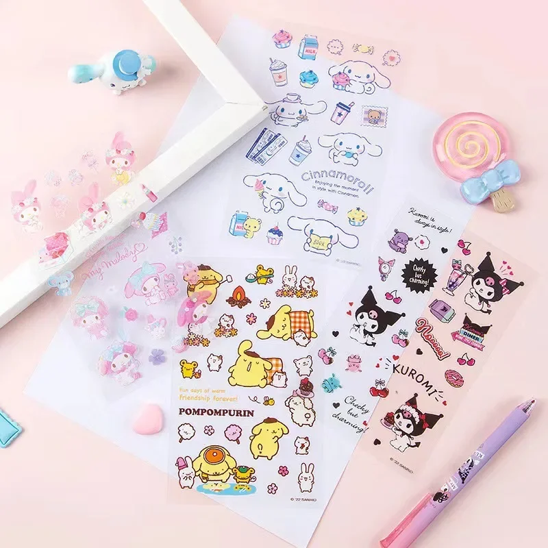 4-pack Sanrio Cartoon Kulomi Melody Handbook Stickers Creative Stickers Decorative Toys