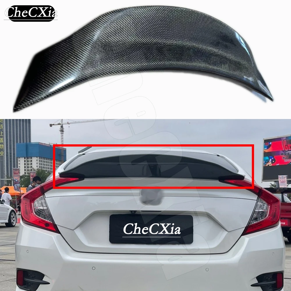 

For Honda 10th Generation Civic 2016-2021 Sedan High Quality Real Carbon Fiber Rear Trunk Lip Spoiler Wing Car JDM Styling