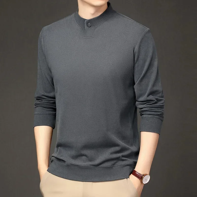 Otoño Invierno nueva moda hombres medio cuello tortuga sudaderas con capucha casual espesar color sólido cálido camisetas ropa masculina tops camisetas